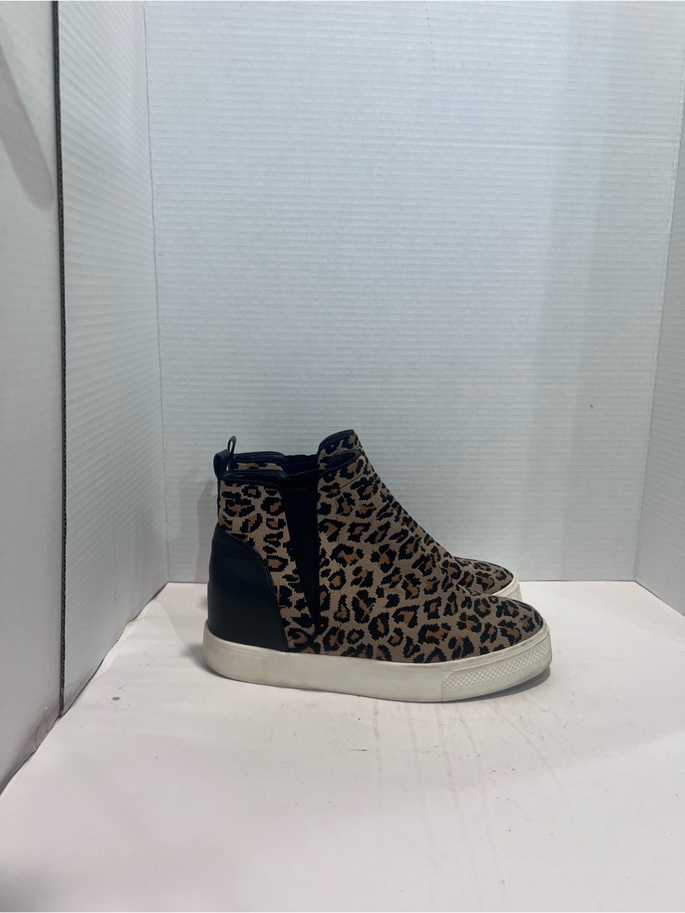 Steve Madden Leopard Print Wedge Sneaker Booties - Black & Tan